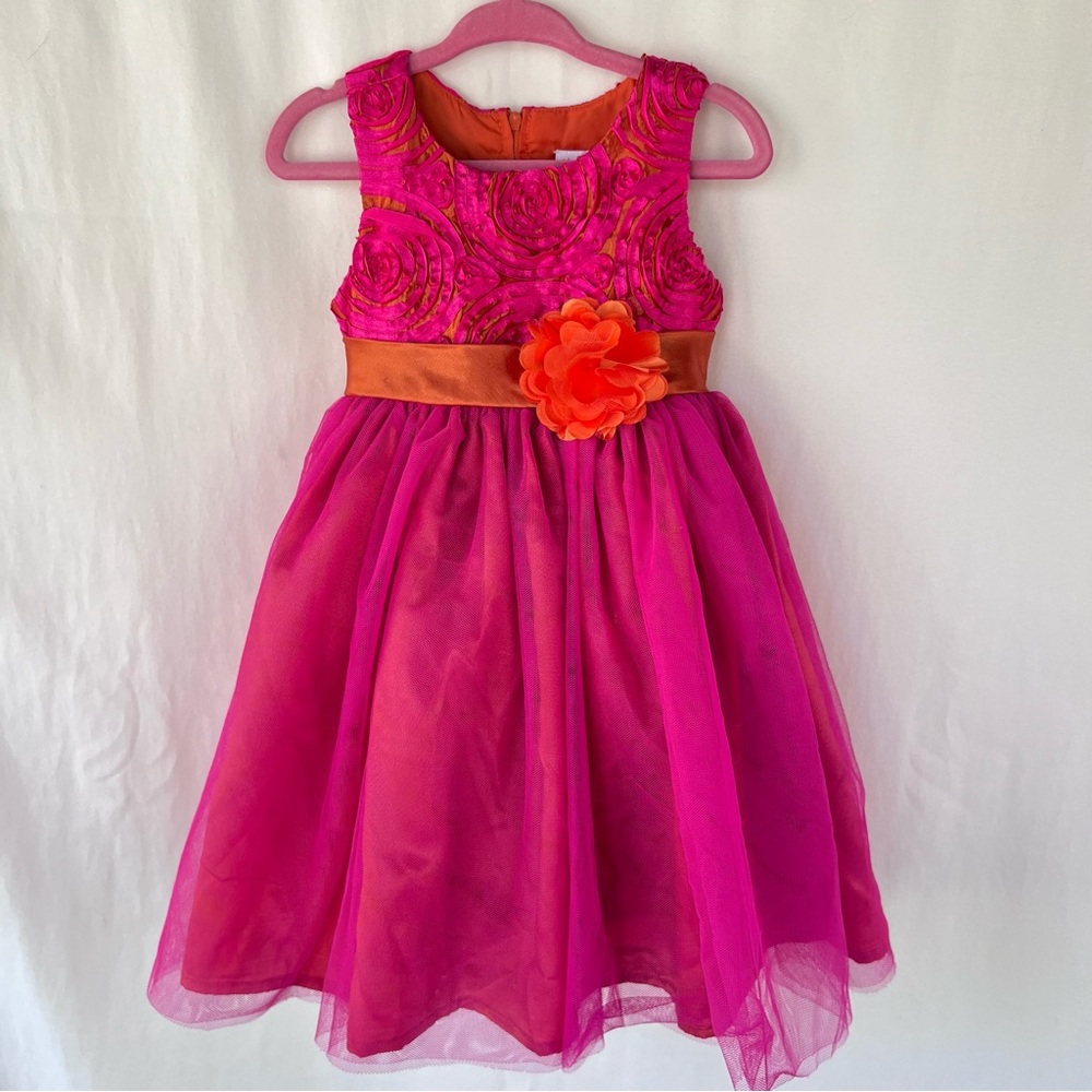 Hot Pink & Orange Tulle Special Occasion/Pageant/Birthday/Party Dress Size 2T